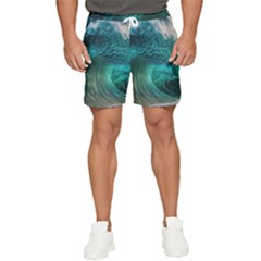 Tsunami Waves Ocean Sea Water Rough Seas Men s Runner Shorts by Pakemis