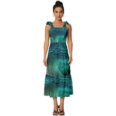 Tsunami Waves Ocean Sea Water Rough Seas Tie-strap Tiered Midi Chiffon Dress by Pakemis