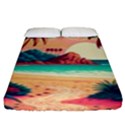 Palm Trees Tropical Ocean Sunset Sunrise Landscape Fitted Sheet (King Size) View1