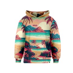 Palm Trees Tropical Ocean Sunset Sunrise Landscape Kids  Pullover Hoodie