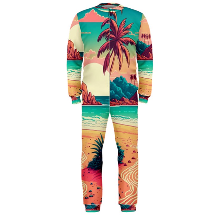 Palm Trees Tropical Ocean Sunset Sunrise Landscape OnePiece Jumpsuit (Men)