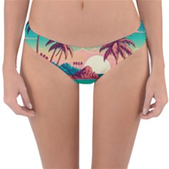 Palm Trees Tropical Ocean Sunset Sunrise Landscape Reversible Hipster Bikini Bottoms by Pakemis