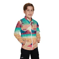 Palm Trees Tropical Ocean Sunset Sunrise Landscape Kids  Windbreaker