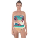 Palm Trees Tropical Ocean Sunset Sunrise Landscape Tie Back One Piece Swimsuit View1