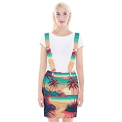 Palm Trees Tropical Ocean Sunset Sunrise Landscape Braces Suspender Skirt by Pakemis