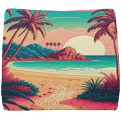 Palm Trees Tropical Ocean Sunset Sunrise Landscape Seat Cushion by Pakemis