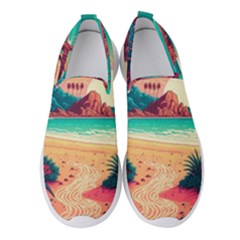 Palm Trees Tropical Ocean Sunset Sunrise Landscape Women s Slip On Sneakers by Pakemis