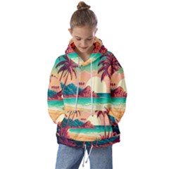 Palm Trees Tropical Ocean Sunset Sunrise Landscape Kids  Oversized Hoodie