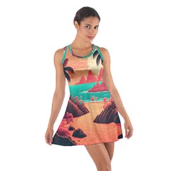 Tropical Beach Sea Jungle Ocean Landscape Cotton Racerback Dress