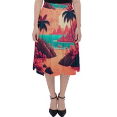 Tropical Beach Sea Jungle Ocean Landscape Classic Midi Skirt by Pakemis