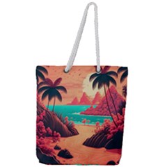 Tropical Beach Sea Jungle Ocean Landscape Full Print Rope Handle Tote (large) by Pakemis