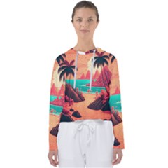 Tropical Beach Sea Jungle Ocean Landscape Women s Slouchy Sweat