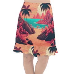 Tropical Beach Sea Jungle Ocean Landscape Fishtail Chiffon Skirt by Pakemis