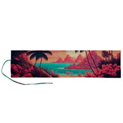 Tropical Beach Sea Jungle Ocean Landscape Roll Up Canvas Pencil Holder (l) by Pakemis