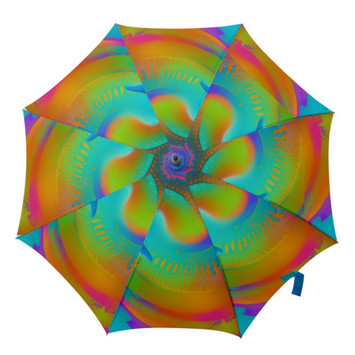 Contemporary Fluid Art Pattern In Bright Colors Hook Handle Umbrellas (Small)