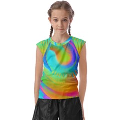 Contemporary Fluid Art Pattern In Bright Colors Kids  Raglan Cap Sleeve Tee by GardenOfOphir