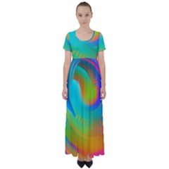 Contemporary Fluid Art Pattern In Bright Colors High Waist Short Sleeve Maxi Dress by GardenOfOphir