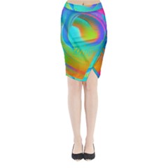 Contemporary Fluid Art Pattern In Bright Colors Midi Wrap Pencil Skirt by GardenOfOphir