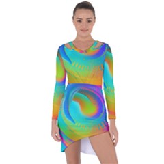 Contemporary Fluid Art Pattern In Bright Colors Asymmetric Cut-out Shift Dress by GardenOfOphir