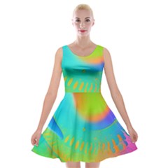 Contemporary Fluid Art Pattern In Bright Colors Velvet Skater Dress by GardenOfOphir