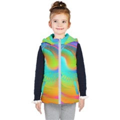 Contemporary Fluid Art Pattern In Bright Colors Kids  Hooded Puffer Vest by GardenOfOphir