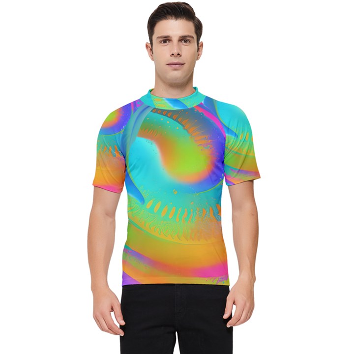 Contemporary Fluid Art Pattern In Bright Colors Men s Short Sleeve Rash Guard