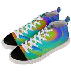 Contemporary Fluid Art Pattern In Bright Colors Men s Mid-top Canvas Sneakers by GardenOfOphir