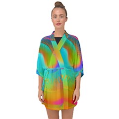 Contemporary Fluid Art Pattern In Bright Colors Half Sleeve Chiffon Kimono by GardenOfOphir