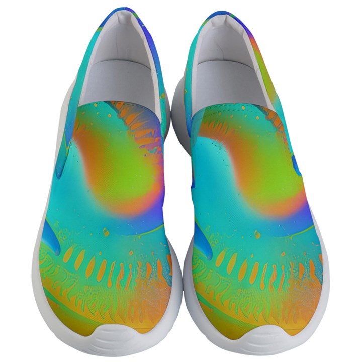 Contemporary Fluid Art Pattern In Bright Colors Women s Lightweight Slip Ons