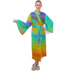 Contemporary Fluid Art Pattern In Bright Colors Maxi Velvet Kimono by GardenOfOphir