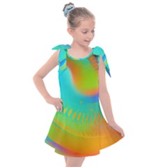 Contemporary Fluid Art Pattern In Bright Colors Kids  Tie Up Tunic Dress by GardenOfOphir