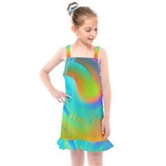 Contemporary Fluid Art Pattern In Bright Colors Kids  Overall Dress by GardenOfOphir