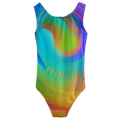 Contemporary Fluid Art Pattern In Bright Colors Kids  Cut-out Back One Piece Swimsuit by GardenOfOphir