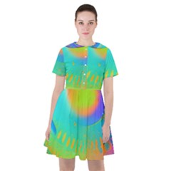 Contemporary Fluid Art Pattern In Bright Colors Sailor Dress by GardenOfOphir