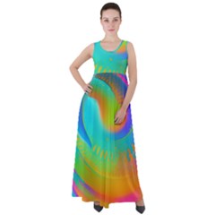 Contemporary Fluid Art Pattern In Bright Colors Empire Waist Velour Maxi Dress by GardenOfOphir