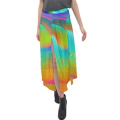 Contemporary Fluid Art Pattern In Bright Colors Velour Split Maxi Skirt by GardenOfOphir