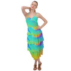 Contemporary Fluid Art Pattern In Bright Colors Layered Bottom Dress by GardenOfOphir