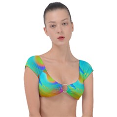 Contemporary Fluid Art Pattern In Bright Colors Cap Sleeve Ring Bikini Top by GardenOfOphir