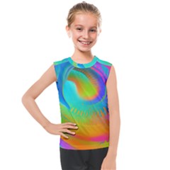 Contemporary Fluid Art Pattern In Bright Colors Kids  Mesh Tank Top by GardenOfOphir