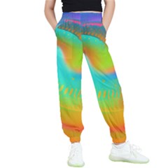 Contemporary Fluid Art Pattern In Bright Colors Kids  Elastic Waist Pants by GardenOfOphir