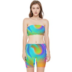 Contemporary Fluid Art Pattern In Bright Colors Stretch Shorts And Tube Top Set by GardenOfOphir