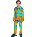 Contemporary Fluid Art Pattern In Bright Colors Kids  Long Sleeve Velvet Pajamas Set View1