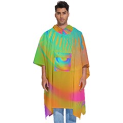 Contemporary Fluid Art Pattern In Bright Colors Men s Hooded Rain Ponchos by GardenOfOphir