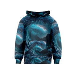 Tsunami Waves Ocean Sea Water Rough Seas 3 Kids  Pullover Hoodie