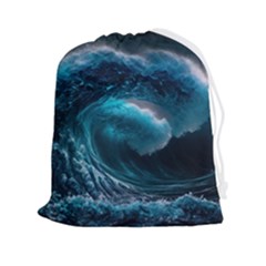 Tsunami Waves Ocean Sea Water Rough Seas 3 Drawstring Pouch (2xl) by Pakemis