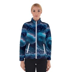 Tsunami Waves Ocean Sea Water Rough Seas 3 Women s Bomber Jacket by Pakemis