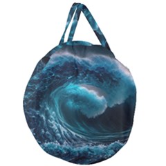 Tsunami Waves Ocean Sea Water Rough Seas 3 Giant Round Zipper Tote by Pakemis