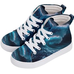 Tsunami Waves Ocean Sea Water Rough Seas 3 Kids  Hi-top Skate Sneakers by Pakemis