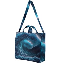 Tsunami Waves Ocean Sea Water Rough Seas 3 Square Shoulder Tote Bag by Pakemis