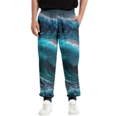 Tsunami Waves Ocean Sea Water Rough Seas 3 Men s Elastic Waist Pants by Pakemis